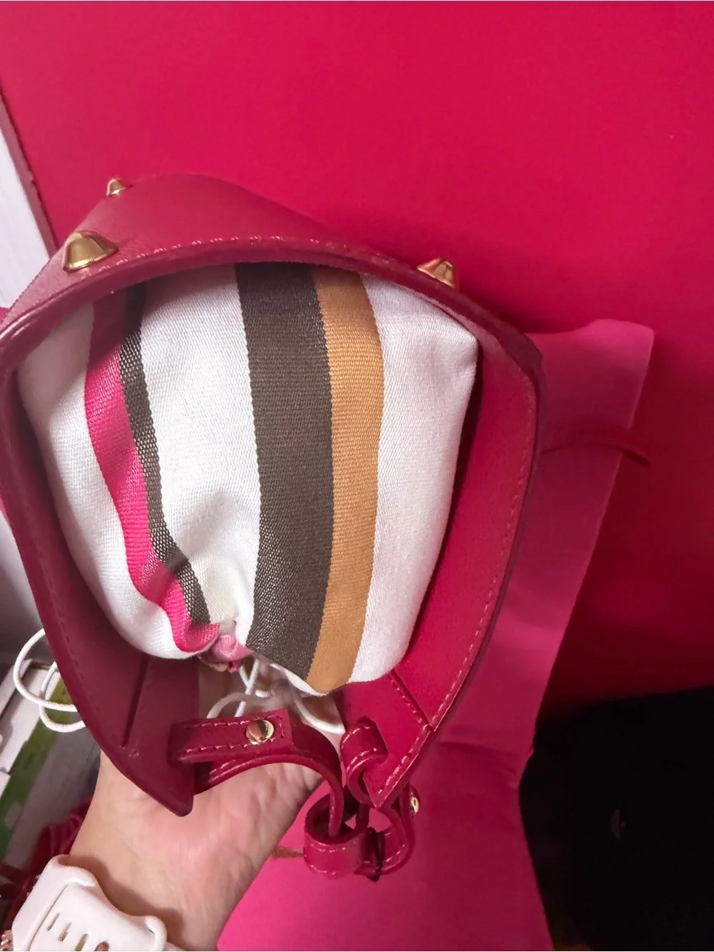Hot Pink Drawstring Crossbody Bag for Women